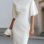 Boat Neck Midi-length Fitted Dress