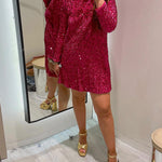 Zeagoo Women's Coral Sequins Tie-back Mini Dress