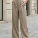 Elegant High Waist Pleated Wide Leg Pants
