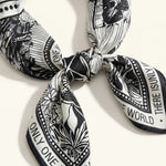 Black White Tropical Jungle Print Lightweight Square Boho Scarf