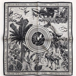 Black White Tropical Jungle Print Lightweight Square Boho Scarf