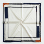 Navy Brown Burnt Geometric Frame Lightweight Square Scarf