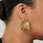 Gold Textured Wide Hoop Earrings