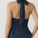 Polka Dot Halter Neck Peplum Top