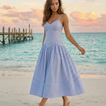 Blue Beach Stripe Slim Fit Midi Dress