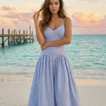 Blue Beach Stripe Slim Fit Midi Dress