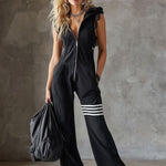 Giada™ | Retro Hooded Sports Jumpsuit with Stripes