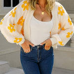 Zeagoo Women's Cute Daisy Knit Cardigan Long Sleeve Casual Flower Open Front Sweater Tops