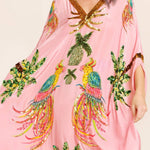 Unique Drop Shoulder Sleeve Coconut Tree Printed Dress