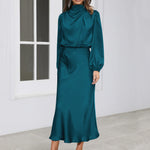 Ruby Anderson | Satin High-Neck Midi Dress For Women