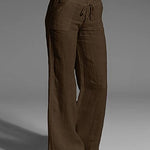 Zeagoo Drawstring Elastic Waist Linen Pants with Pocket Summer Wide Leg Pant Palazzo Trousers