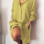 Zeagoo Women's Cotton and Linen Shirt Dress Casual Loose Pocket Midi Dresses