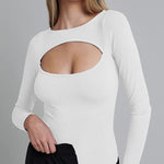Zeagoo Cutout Long-sleeved Pitted T-shirt Bodysuits