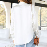 Zeagoo Long Sleeve Shirts Casual Lapel Collar V Neck Single Breasted Tunic Blouse