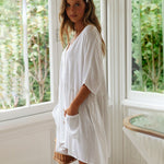 Zeagoo Women's Casual Swimsuit Cover Up Blouses Button Down Beach Tunic Dress Bathing Suit Coverup