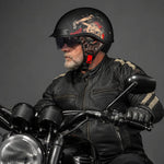 EKON Skull-Graphic Visor Half Helmet