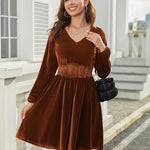Zeagoo Women's Elegant Velvet Dress Winter Dress (DE Only)