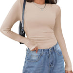 Zeagoo Damen Langarm T-Shirt Basic Slim Fit Tops (DE Only)