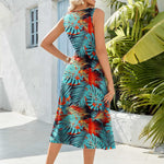 Zeagoo Floral Beach Sundress Casual A-Line Midi Tank Dresses