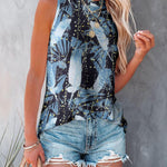 Zeagoo Floral Print Sleeveless T Shirts Loose Fit Summer Tunic Blouse