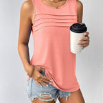 Zeagoo Tank Top Blouses Scooped Neck Pleated Front Shirts