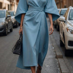 Elegant Solid Color Waist Dress