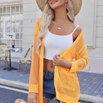 Zeagoo Women 2024 Lightweight Crochet Cardigan Long Sleeve Open Front Knit Sweater Summer Kimono Cover Up with Pockets