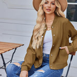 Zeagoo Women's Bomber Jacket Casual Striped Button Down Coat