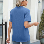 Zeagoo Short Sleeve Polo T Shirts Pleated V Neck Tee