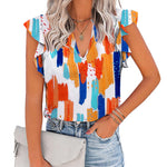 Zeagoo Women's Casual Print Ruffle Sleeve Summer Tops