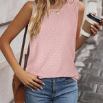 Zeagoo Sleeveless Eyelet Shirts High Neck Top