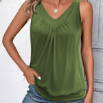 Zeagoo Tank Tops Loose Fit V Neck Ruched Sleeveless Tops