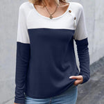 Zeagoo Women Waffle Knit Shirts Long Sleeve Colorblock Tee
