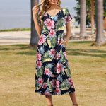 Zeagoo Floral Dress Short Sleeve Beach Dress