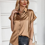 Satin Button Down Shirts- Zeagoo (Us Only)