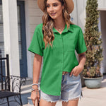 Zeagoo Short Sleeve Button Down Shirt Casual Loose Fit Blouses