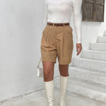 Zeagoo Shorts Casual Elastic High Waist Wide Leg Short Trousers (DE Only)
