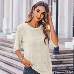 Zeagoo Loose Short Sleeve Tunic Tops Crochet Knit Pullover Sweater