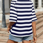 Zeagoo Oversized Loose Fit Short Sleeve Striped Tops