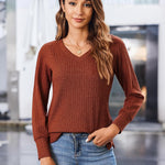 Zeagoo Long Sleeve Shirts for Women V Neck Casual Sweaters