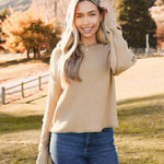Zeagoo Women's Crew Neck Cropped Sweater Long Sleeve Knit Tops