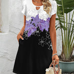Zeagoo Women's Casual A-Line Dresses with Pockets Floral Tshirt Dress