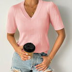 Zeagoo Short Sleeve Sweaters Soft Casual V Neck Pullover Tops