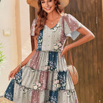 Zeagoo Summer Tiered Mini Dress with Pockets Ruffle Sleeve Dress