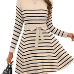 Zeagoo Women's Casual Dress Tie Waist Fall Ribbed Dress