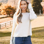 Zeagoo Women's Crew Neck Cropped Sweater Long Sleeve Knit Tops