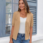 Zeagoo Short Sleeve Cardigan Button Down Ribbed Knit Sweater Tops