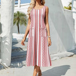 Zeagoo Floral Beach Sundress Casual A-Line Midi Tank Dresses