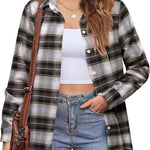 Zeagoo Flannel Shirt Women Button Down Long Sleeve Plaid Shirts