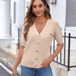 Zeagoo Short Sleeve Cardigan Button Down Ribbed Knit Sweater Tops